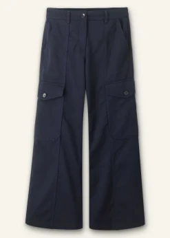 Discount ME+EM Short Length Cotton Flared Cargo Trouser Navy
