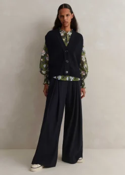 Best ME+EM Silk Cotton Rose Print Blouse Olive/Navy/Pink