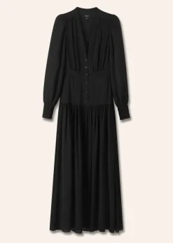 Sale ME+EM Silk Statement V-Neck Maxi Dress + Belt Black