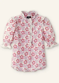 Best ME+EM Silk-Blend Floral Swirl Print Top Light Cream/Purple/Coral