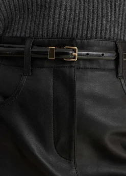Best ME+EM Skinny Smooth Leather Belt Black