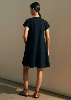Clearance ME+EM Slub Jersey Raglan Seam Short Swing Dress Black