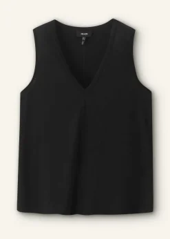 New ME+EM Slub V-Neck Swing Vest Black