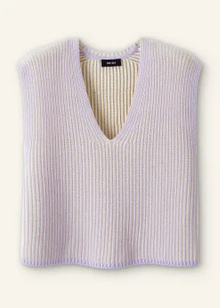 ME+EM Soft-Touch Rib Cotton Knit Vest Dusted Lilac/Fresh Lemon