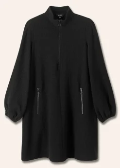 Sale ME+EM Sporty Jacquard Zip Up Swing Dress Black