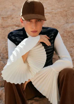 ME+EM Statement Pleat Sleeve Top Light Cream