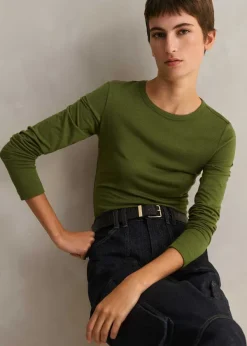 Clearance ME+EM Supersoft Jersey Long Sleeve Top Bright Olive Moulin