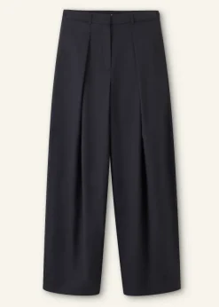 ME+EM Tailored Wide Tapered Trouser + Belt Navy