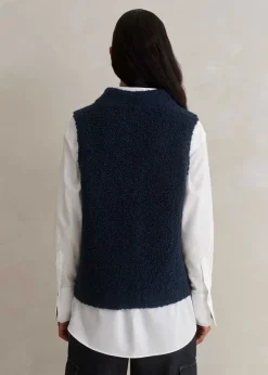 Discount ME+EM Teddy Merino Boucl Zip Vest French Navy