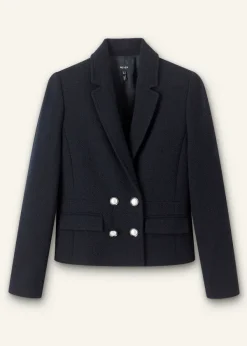 Sale ME+EM Textured Bracelet Sleeve Contour Jacket Navy