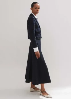 Outlet ME+EM Textured Cotton-Blend Skirt + Jacket Co-Ord Blue