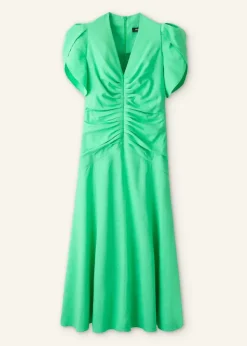 Discount ME+EM Textured Pleat Front Midi Dress Hot Mint