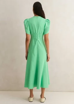 Discount ME+EM Textured Pleat Front Midi Dress Hot Mint