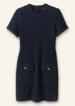 Clearance ME+EM Textured Short Sleeve Shift Dress Navy