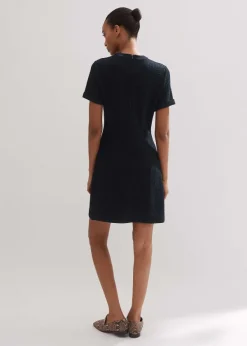 Clearance ME+EM Textured Short Sleeve Shift Dress Navy