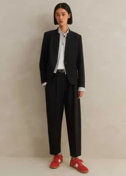 Outlet ME+EM Textured Tailoring Collarless Blazer Black