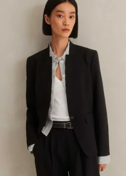 Outlet ME+EM Textured Tailoring Collarless Blazer Black
