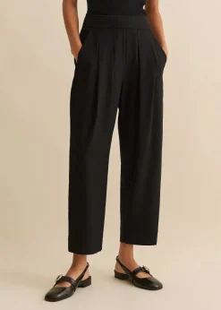 Discount ME+EM Textured Weave Crop Tapered Trouser Black
