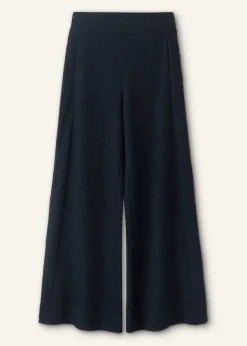 ME+EM Textured Wide-Leg Palazzo Pant Navy