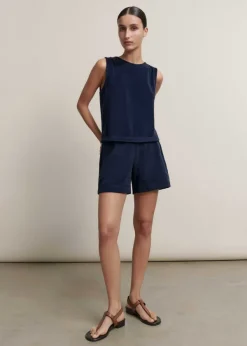 Clearance ME+EM Towelling Crop Top + Short Co-Ord Blue