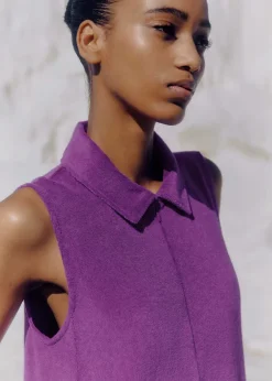 Discount ME+EM Towelling Sleeveless Swing Dress Summer Purple