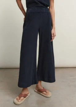 ME+EM Towelling Wide-Leg Crop Trouser Navy