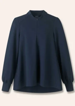 ME+EM Travel Tailoring Balloon Sleeve Swing Top Navy