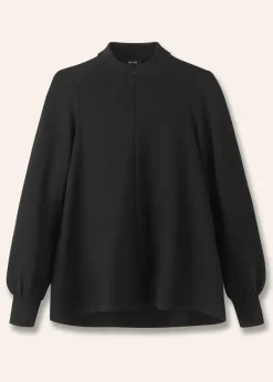 ME+EM Travel Tailoring Balloon Sleeve Swing Top Black