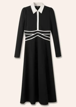 ME+EM Travel Tailoring Contrast Detail Maxi Dress Black/Light Cream