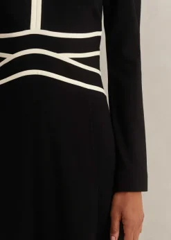 ME+EM Travel Tailoring Contrast Detail Maxi Dress Black/Light Cream