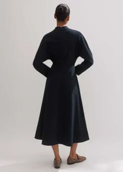 Discount ME+EM Travel Tailoring Fit And Flare Midi Dress Navy