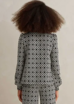 Discount ME+EM Travel Tailoring Graphic Jacquard Swing Top Black/White