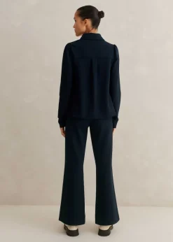 Sale ME+EM Travel Tailoring Kick Flare Trouser + Swing Top Co-Ord Blue