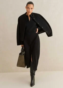 Hot ME+EM Travel Tailoring Midi Shirt Dress Black