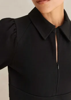 Hot ME+EM Travel Tailoring Midi Shirt Dress Black