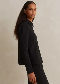 ME+EM Travel Tailoring Shirt Collar Swing Top Black
