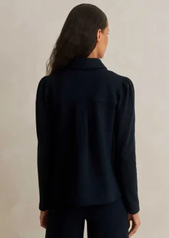 Clearance ME+EM Travel Tailoring Shirt Collar Swing Top Navy