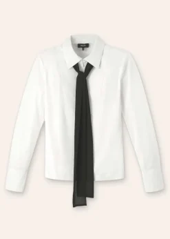 ME+EM Tuxedo Layering Shirt + Tie Soft White