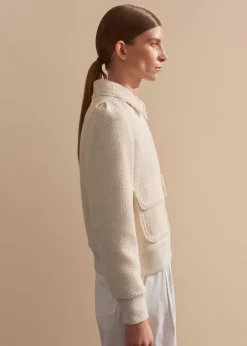 Clearance ME+EM Tweed Bomber Jacket Cream