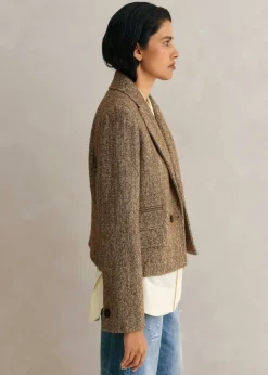 Best ME+EM Tweed Cropped Coat Jacket Cream/Mocha