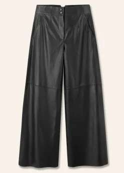 Discount ME+EM Ultra-Soft Leather Wide-Leg Trouser Black